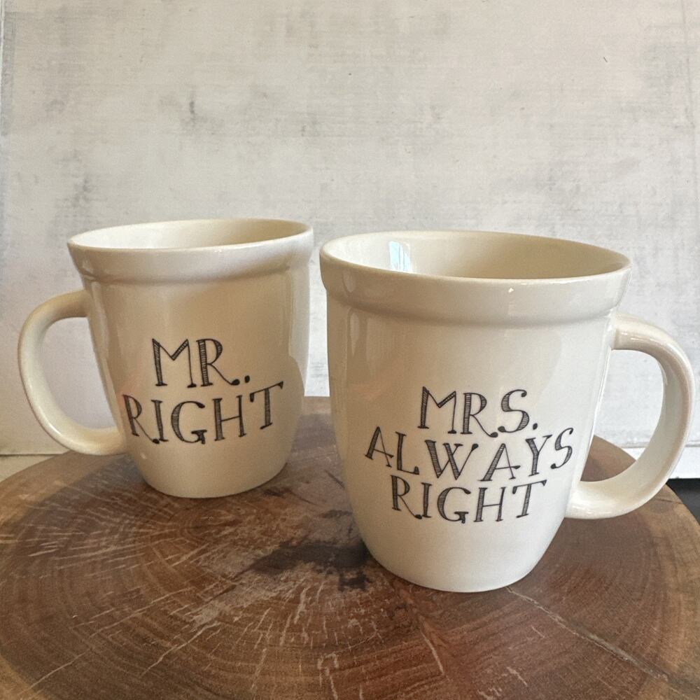 Natural Life Mugs Mr Right Mrs Always Right Set Wedding Shower Gift Coffee